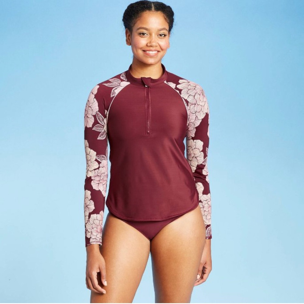 All In Motion long sleeve rash guard burgundy